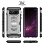 Wholesale Galaxy S10+ (Plus) Metallic Plate Case Work with Magnetic Holder and Card Slot (Rose Gold)